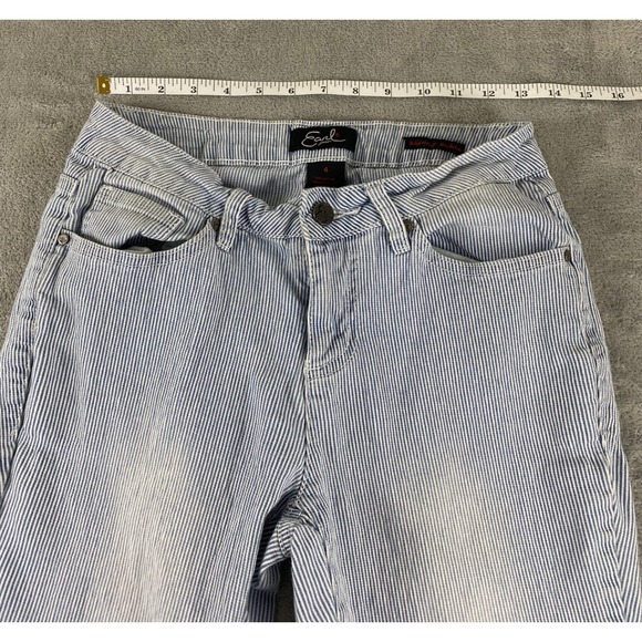 Earl Jean Women's Size 4 Blue Striped Skinny Ankle Jeans Low Rise Casual Denim - Picture 6 of 14